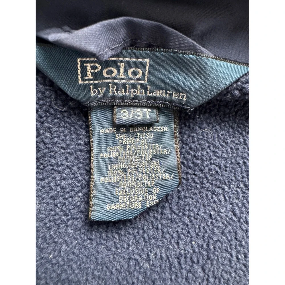 VTG Polo Ralph Lauren Boys Blue  Jacket Detachable Hood Fleece Lined 3T - Picture 3 of 12